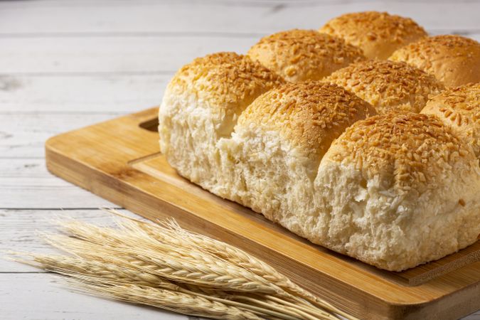 Coconut bread on the wooden table.