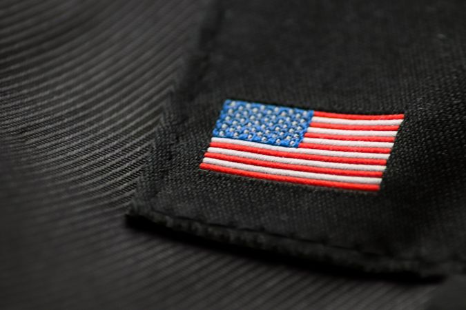 American flag embroidery.