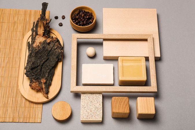 Flat lay of creative moodboard composition, concept of moodboard