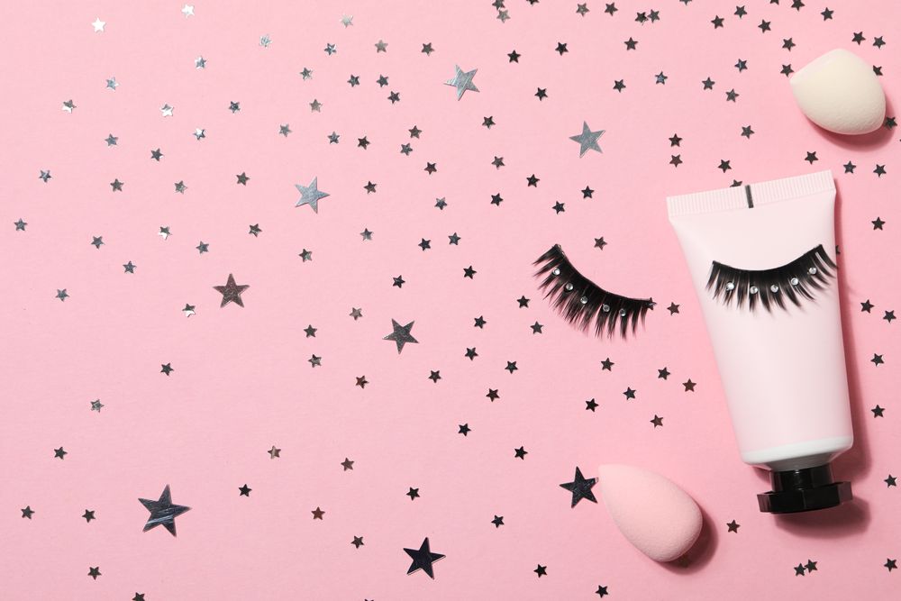 False eyelashes, concept of different makeup accessories