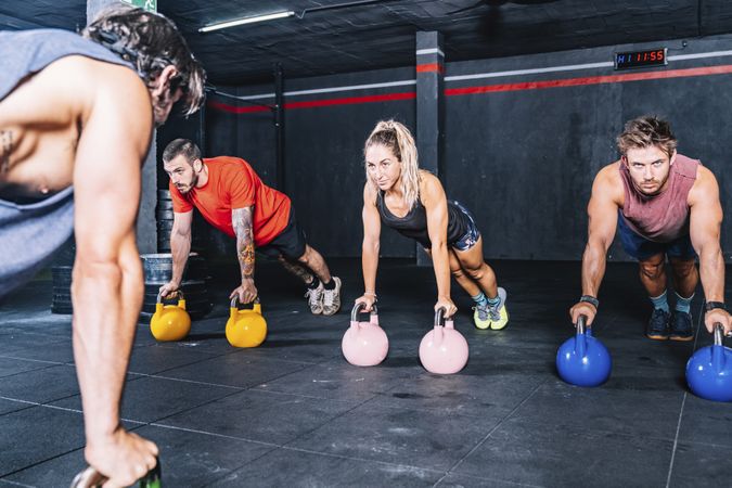 Concentrated muscular mates training in sport club