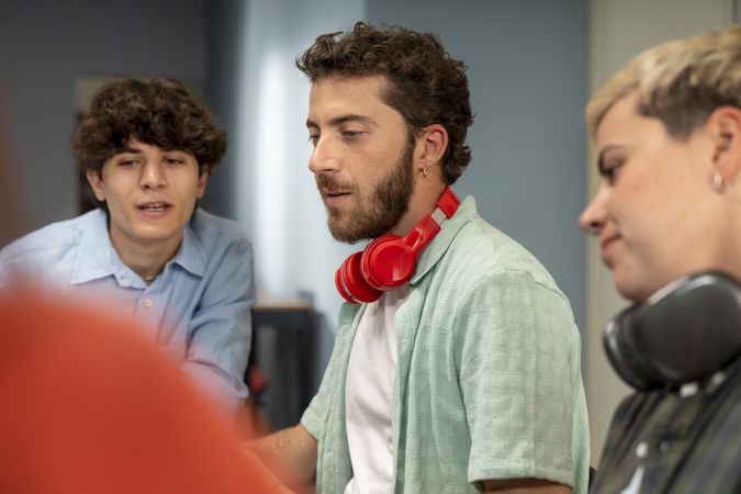 Young creative team collaborating in modern office