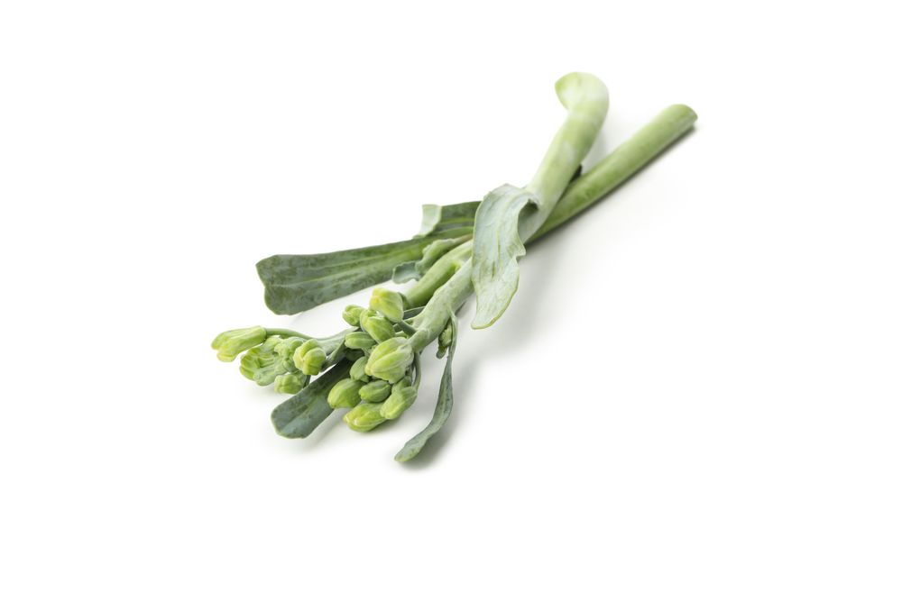 Fresh green broccolini isolated on plain background