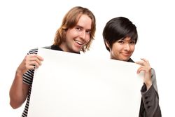 Couple Holding Blank Sign