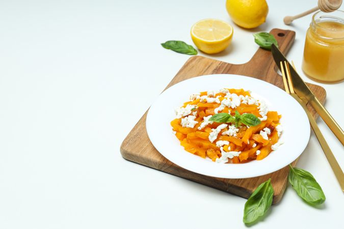 Concept of tasty homemade dish - baked pumpkin