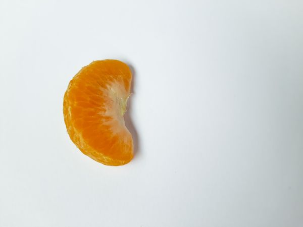 Single Peeled Orange Segment Top View