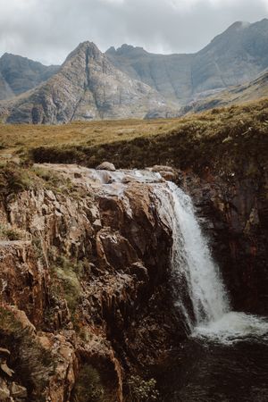 Picturesque waterfall in mountains