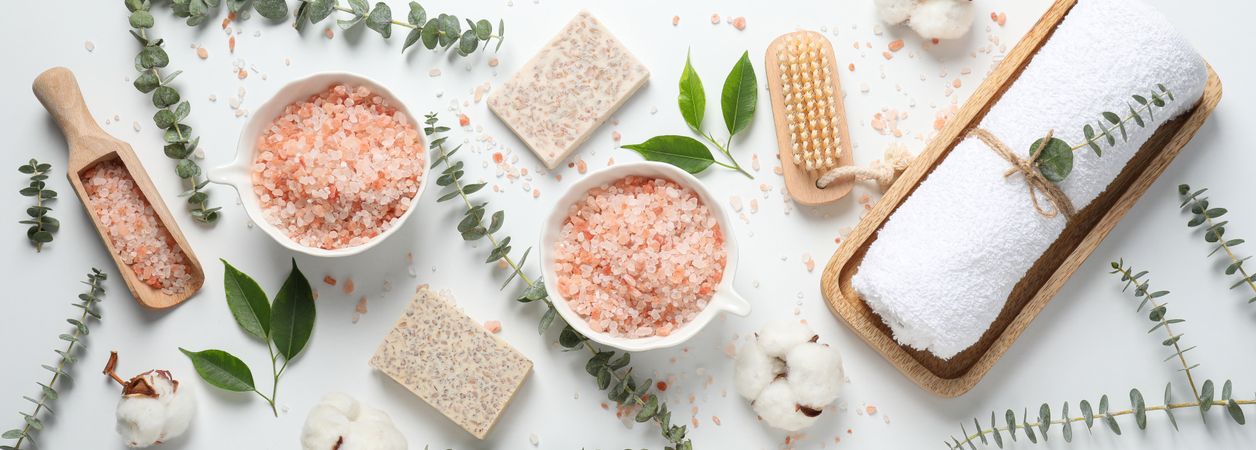 Sea salt, concept of relax, spa and self care