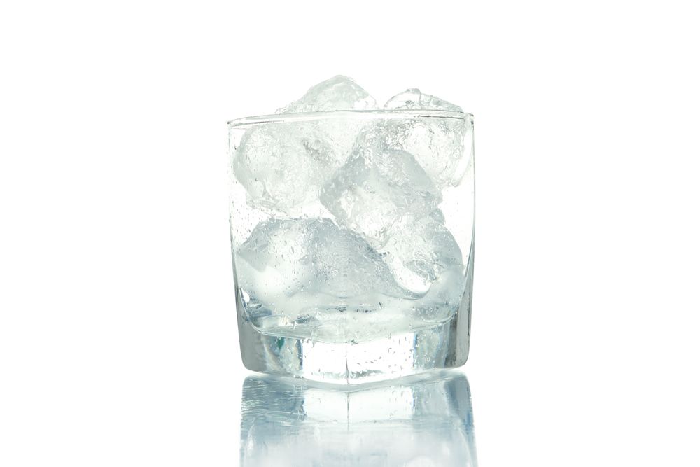 Square rocks glass full of ice