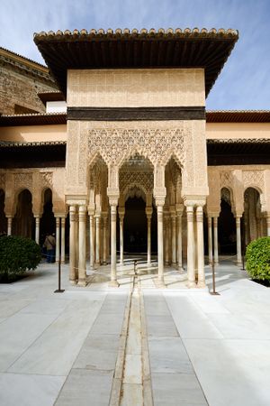 Beautiful courtyard of the Lions in the Alhambra