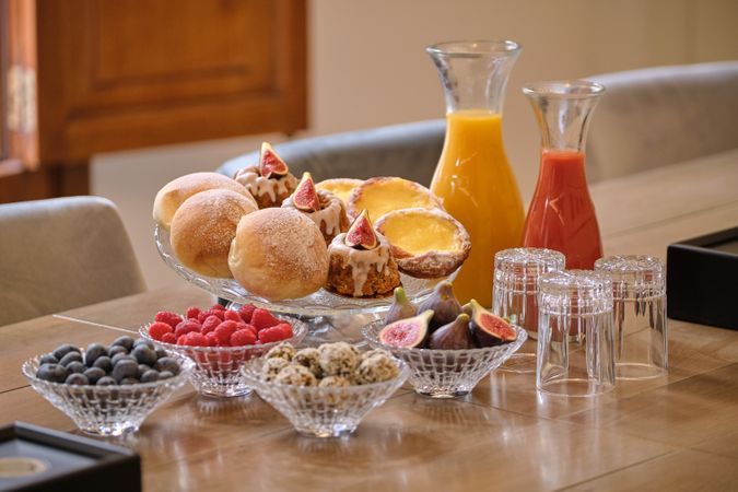 Pastry and berries in meeting room