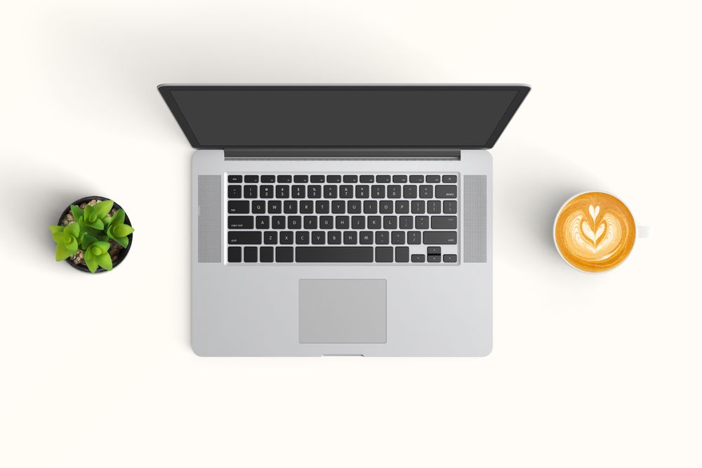 Modern workspace with  copy space on color background