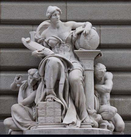 Statue of woman in Grecian robes at the The Howard M. Metzenbaum Courthouse, Cleveland, Ohio