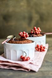 Side view of delicious chocolate fondant cakes