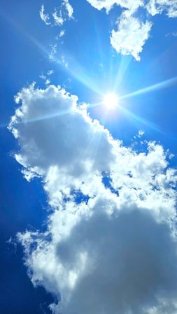 blue sky clouds and sun