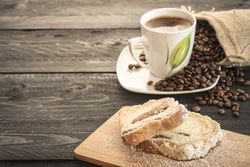 Pound cake slices and coffee