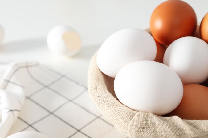 Concept of fresh and natural farm product - eggs