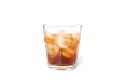 Glass of cold cola isolated on blank background