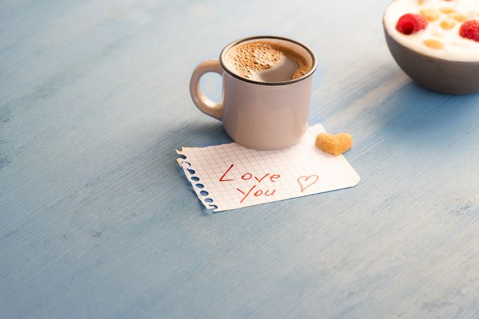 Aromatic coffee and love you message