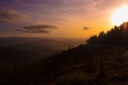 Majestic landscape of green mountains in sunlight