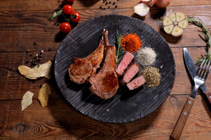 Lamb Shoulder Rack Steak on a plate