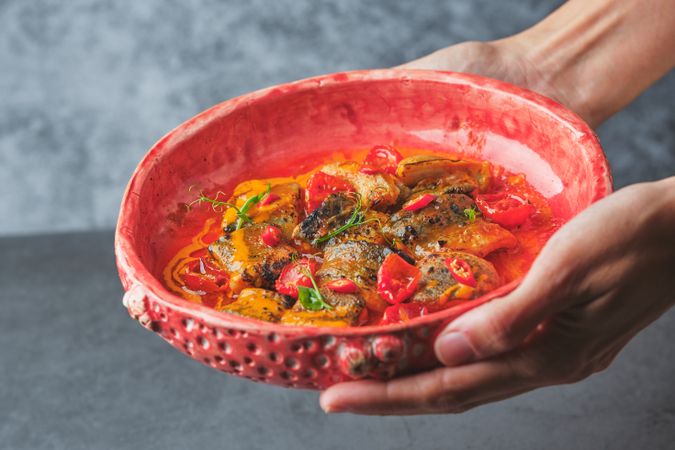 Eel in sauce with chili pepper