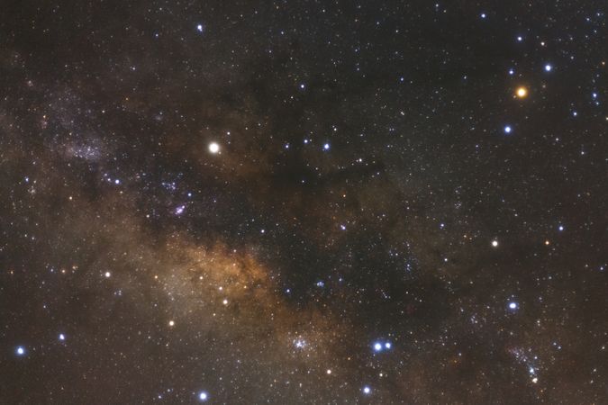 Milky way galaxy with stars and space dust in the universe, Long exposure photograph, with grain.