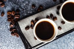 Top view of two shots of espresso