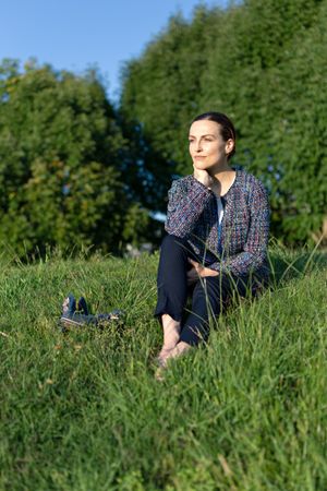 Female manager resting in park