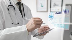 Doctor analyzing proteins with AI