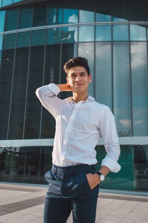 Modern elegant man on street