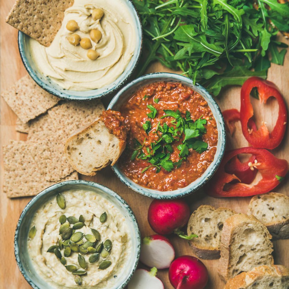 Top view of vegan snack board