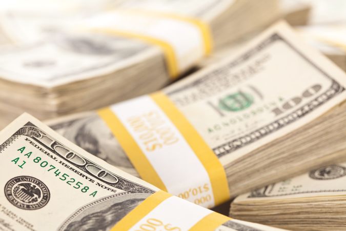 Stacks of One Hundred Dollar Bills