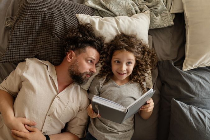 Dad and daughter at home