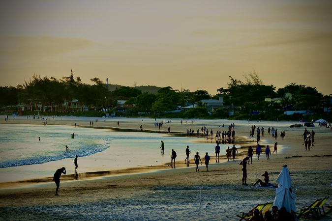 Silhouette of people at the beach during sunset