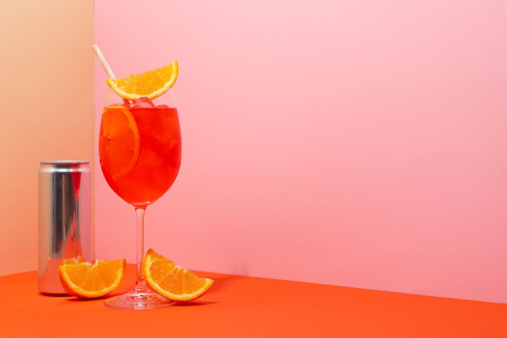 Italian Spritz, delicious summer cocktail, space for text