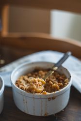 Apple crumble in ramekin dish