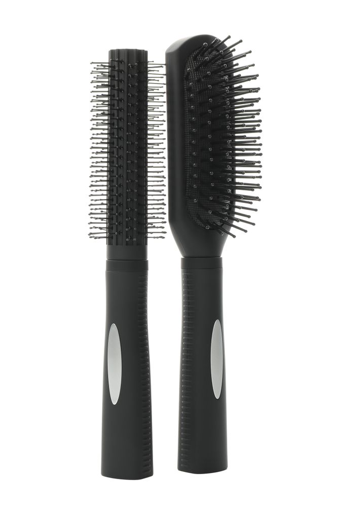 hair brushes isolated on plain background