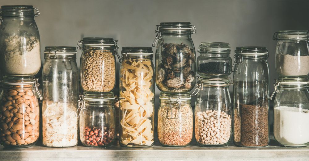 Rustic kitchen food storage arrangement