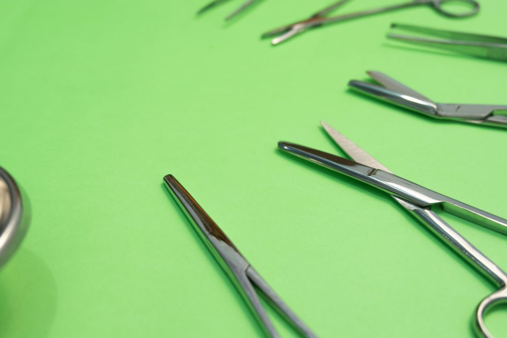 Set of Surgery Instrument over Green background