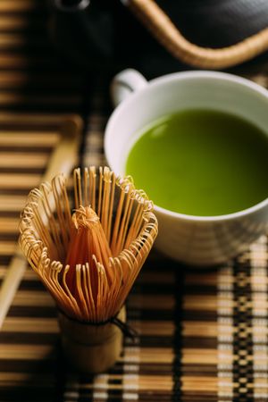 Preparing matcha tea