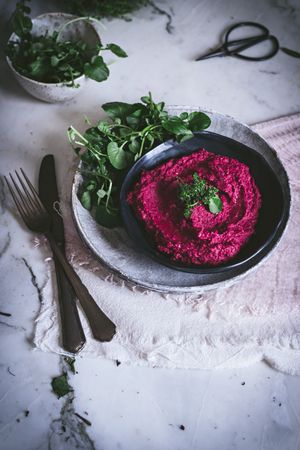 Hummus on plate