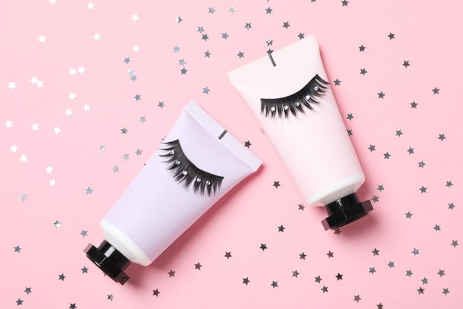 False eyelashes, concept of different makeup accessories