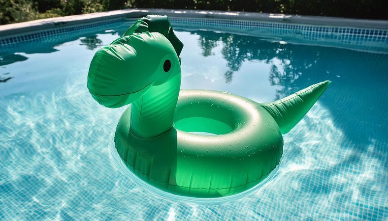 Dinosaur floater on the pool