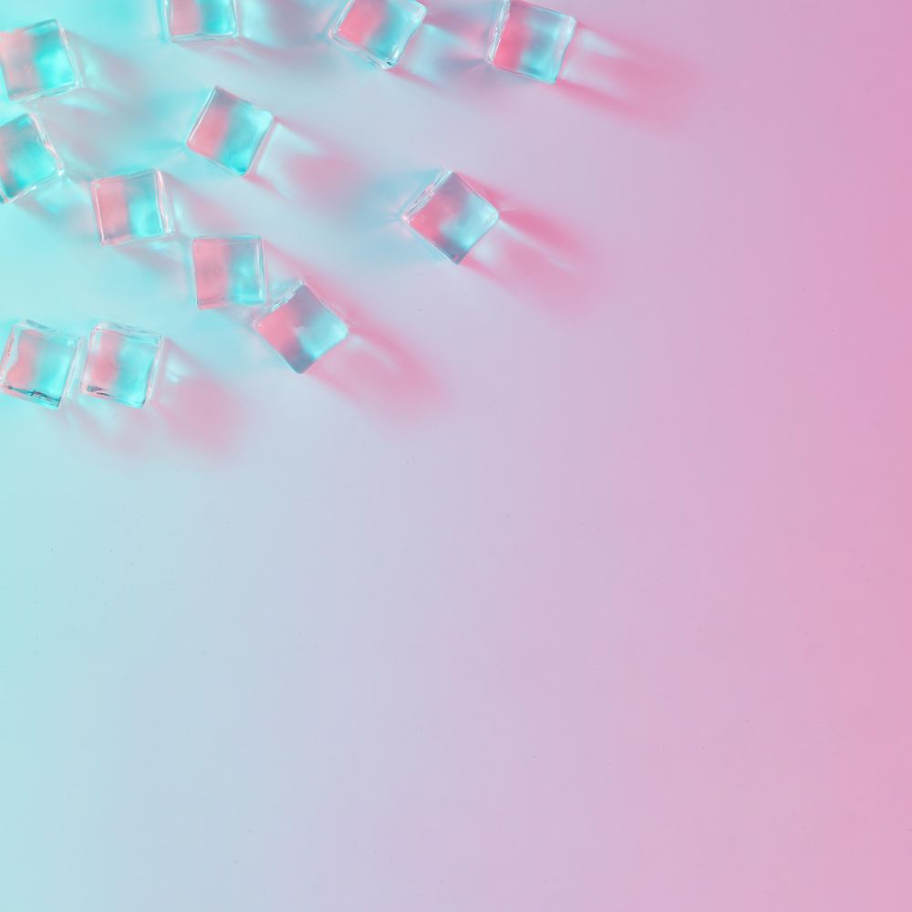 Ice cubes in vibrant bold gradient holographic colors