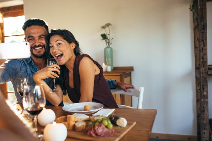 Couple enjoying party at home