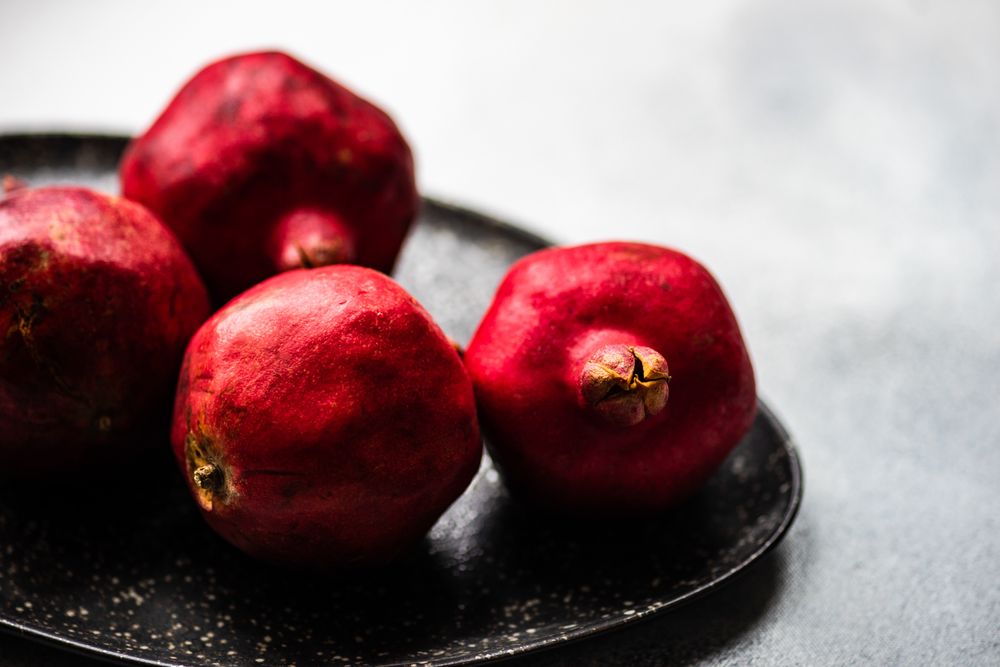 Close up of plate of pomegranate
