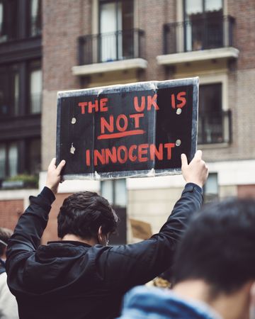 London, England, United Kingdom - June 6th, 2020: Man holding sign at BLM protest