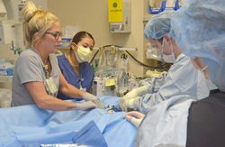 Jacksonville, FL - USA, Aug 23, 2019: Group of medical professionals mid procedure
