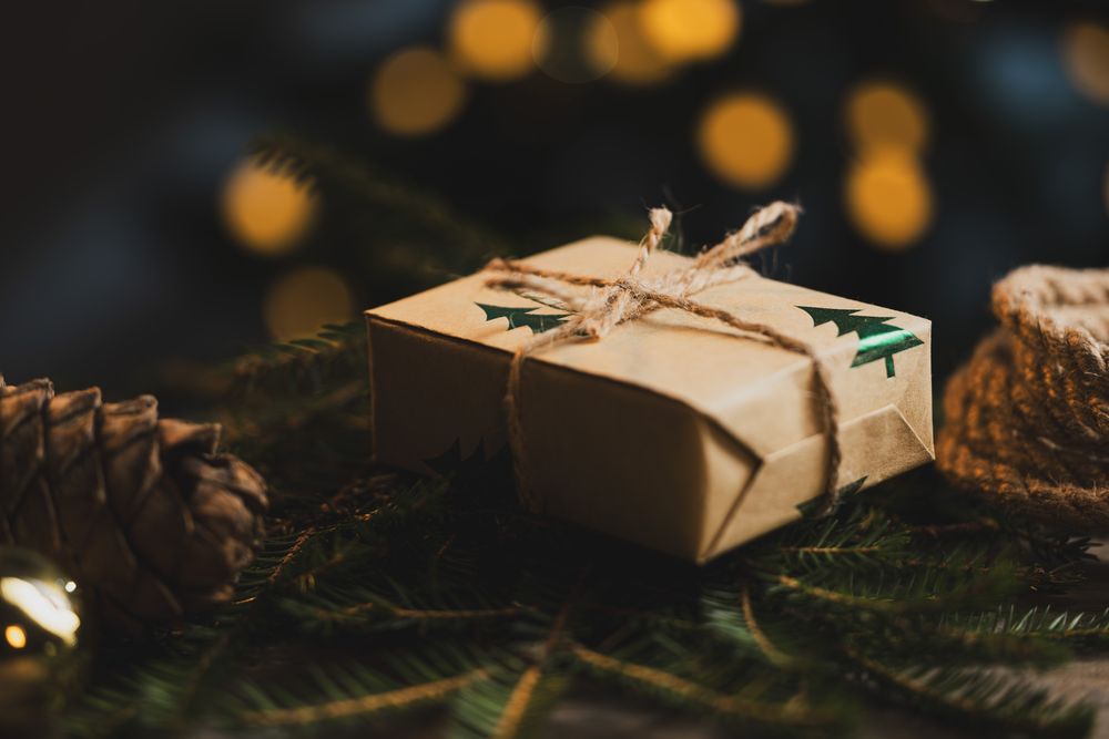 Eco friendly Christmas gift on table